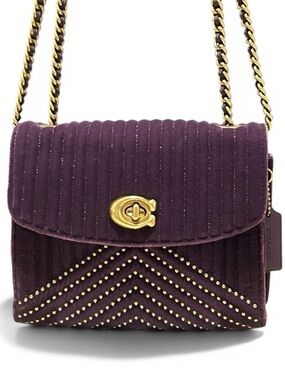 COACH Parker18 Quilted Velvet Calf Leather Trim Convertible Strap Shoulder/XBody